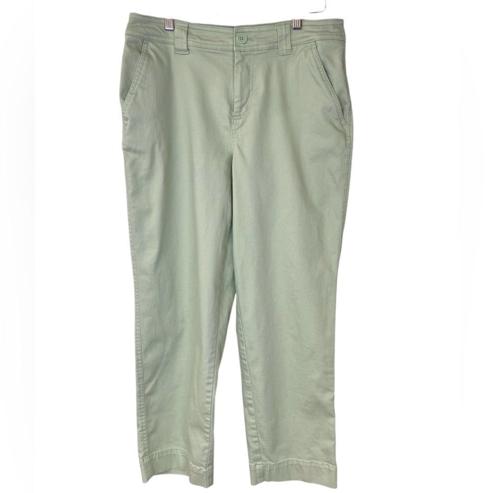 A New Day Light Green Stretch Cropped Slash Pocket Jeans Size 8